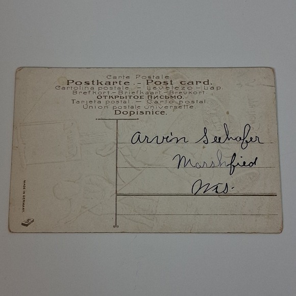 Antique 1 January New Year Postcard Germany Kids Sled Gold Embossed Gilt - Picture 4 of 8